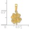 14K Gold Polished & Textured 4-Leaf Clover Pendant Charm Jewelry 13 x 10 mm